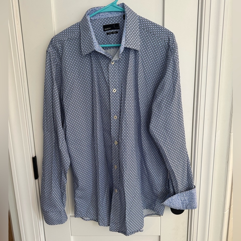 Men's Quieti Geometric Pattern Blue Shirt